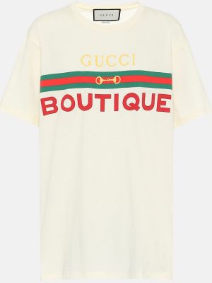 Bavlnené tričko s potlačou Gucci biela