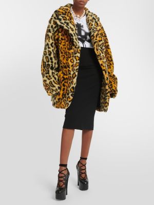 Palton de blană cu imagine cu model leopard Vivienne Westwood maro