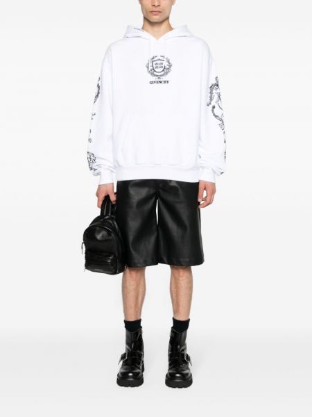 Medvilninis siuvinėtas džemperis su gobtuvu Givenchy balta