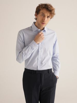Мужская рубашка обычного цвета в синюю полоску без железа Mirto, светло-синий