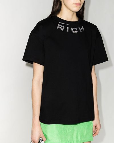 Camiseta de cuello redondo oversized Alessandra Rich negro
