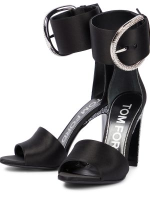 Sandale din satin de cristal Tom Ford negru