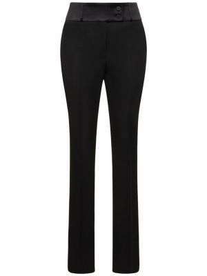 Vlněné rovné kalhoty Ferragamo černé