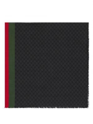 Pruhovaný vlněný šátek Gucci černý
