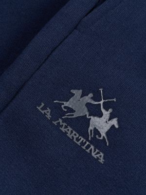 Bavlněné fleecové sportovní kalhoty La Martina modré