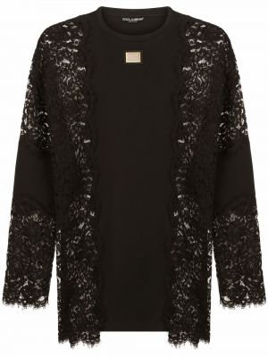 Nėriniuotas džemperis be gobtuvo Dolce & Gabbana juoda