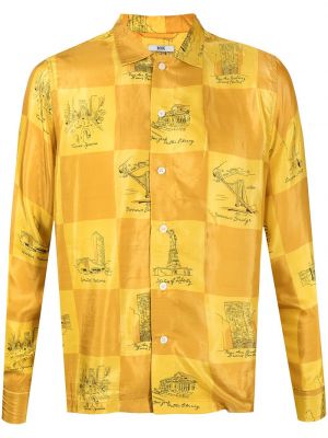 Raštuota šilkinė marškiniai Bode geltona