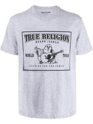 Koszulka bawełniana z nadrukiem True Religion szara