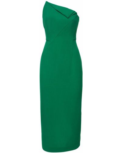 Sukienka wełniana asymetryczna z krepy Roland Mouret zielona