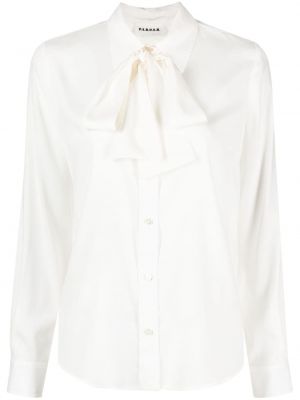 Копринена риза с панделка P.a.r.o.s.h. бяло