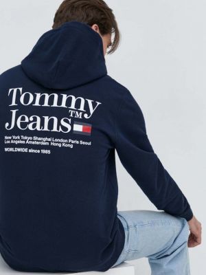 Geacă de blugi cu glugă Tommy Jeans albastru