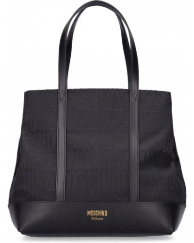 Žakárová nylónová nákupná taška Moschino čierna