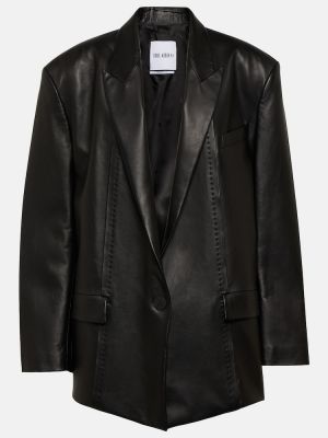 Oversized usnjeni blazer The Attico črna