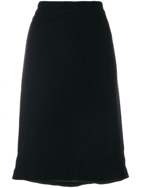 Vlněné midi sukně na zip Jil Sander Pre-owned - černá