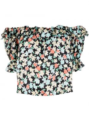 Блуза на цветя с принт Saint Laurent черно