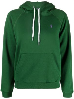 Βαμβακερός φούτερ με κουκούλα με κέντημα με κέντημα Polo Ralph Lauren πράσινο