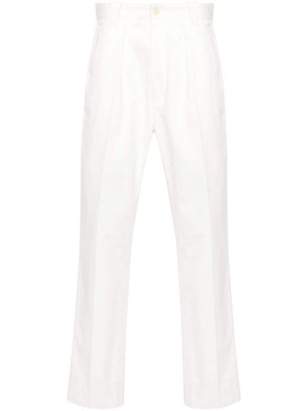 Spodnie slim fit bawełniane plisowane Fursac białe