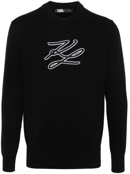 Пуловер бродиран Karl Lagerfeld черно