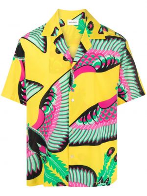 Svilena srajca s cvetličnim vzorcem s potiskom P.a.r.o.s.h. rumena