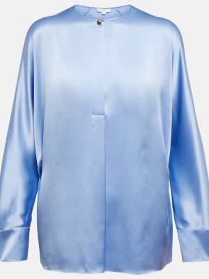 Svilena bluza s v-izrezom Vince plava