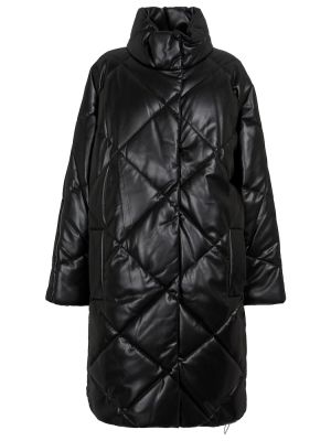 Prešívaný kožený kabát z ekologickej kože Stand Studio čierna