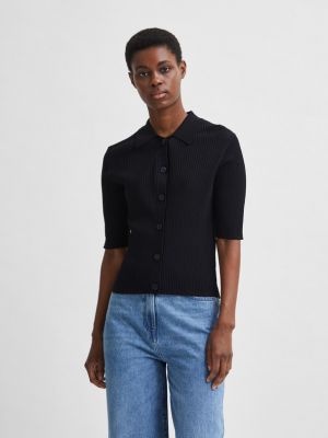 Viszkóz pulóver Selected Femme - fekete