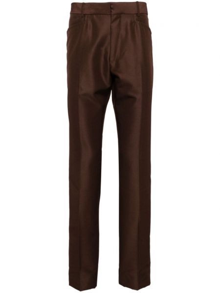 Kalhoty s lisovaným záhybem Tom Ford hnědé