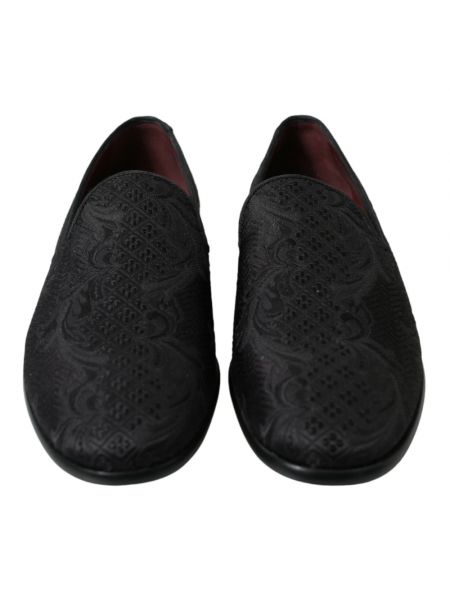 Mocasines de cuero de tejido jacquard Dolce & Gabbana negro