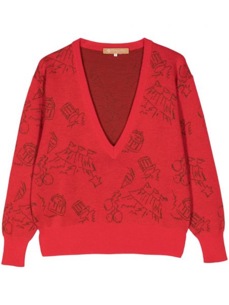 Sweter wełniany Christian Dior Pre-owned czerwony