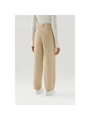 Pantalones de lino con plumas Woolrich beige