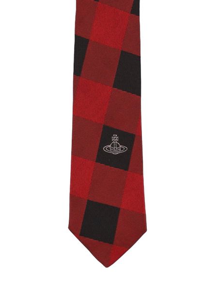 Cravate en soie à carreaux Vivienne Westwood rouge