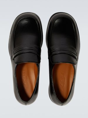 Δερμάτινα loafers Marni μαύρο