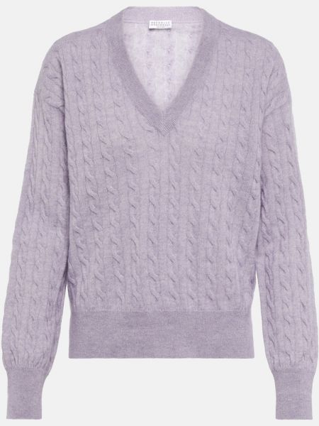 Maglione in lana d'alpaca di cotone Brunello Cucinelli viola