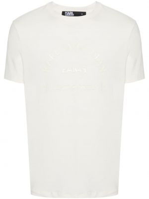 T-shirt di cotone con stampa Karl Lagerfeld bianco