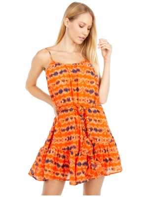 Платье с поясом Wayf оранжевое