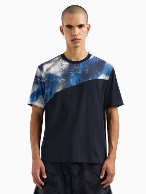 Camiseta con estampado de tejido jacquard Armani Exchange azul