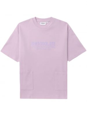 Βαμβακερή μπλούζα με σχέδιο Chocoolate μωβ