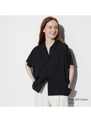 Блузка с коротким рукавом Uniqlo черная