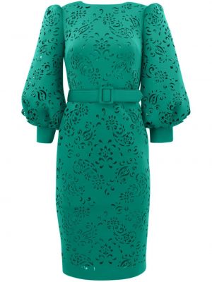 Koktel haljina s paisley uzorkom Badgley Mischka zelena