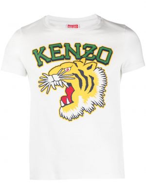 Тениска с тигров принт Kenzo бяло