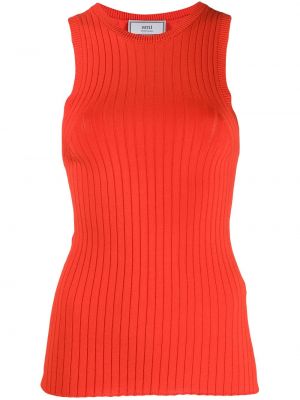 Top sin mangas de cuello redondo Ami Paris rojo