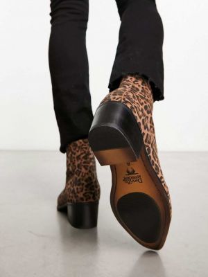 Леопардовые ботинки на каблуке Devils Advocate коричневые