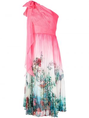 Květinové koktejlové šaty Marchesa Notte - růžová