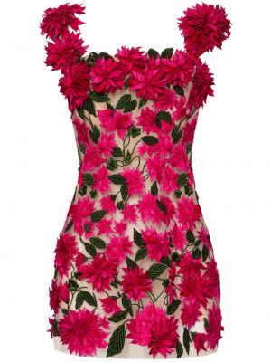 Květinové večerní šaty Oscar De La Renta růžové