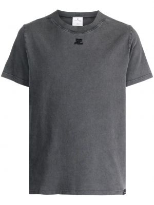 T-shirt brodé en coton Courrèges gris
