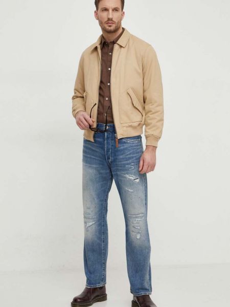 Bavlněná džínová bunda Pepe Jeans béžová