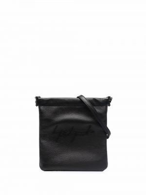 Кожаная сумка через плечо с вышивкой Discord Yohji Yamamoto, черный