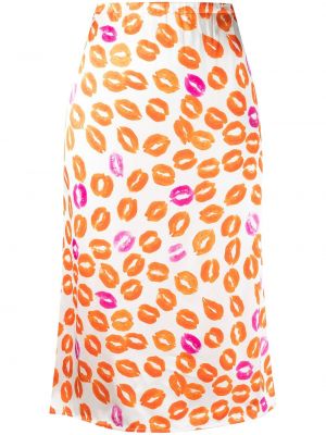 Falda midi con estampado Marni naranja