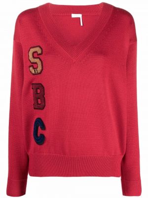 Jersey con escote v de tela jersey See By Chloé rojo