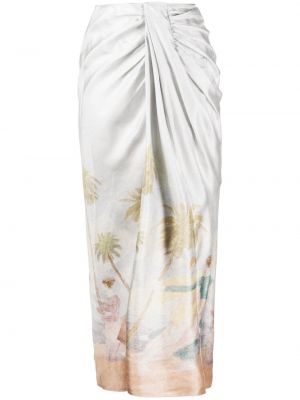 Midi suknja s printom s draperijom Zimmermann